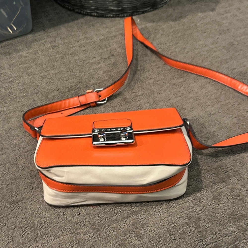 Chic Orange and Cream Crossbody Bag